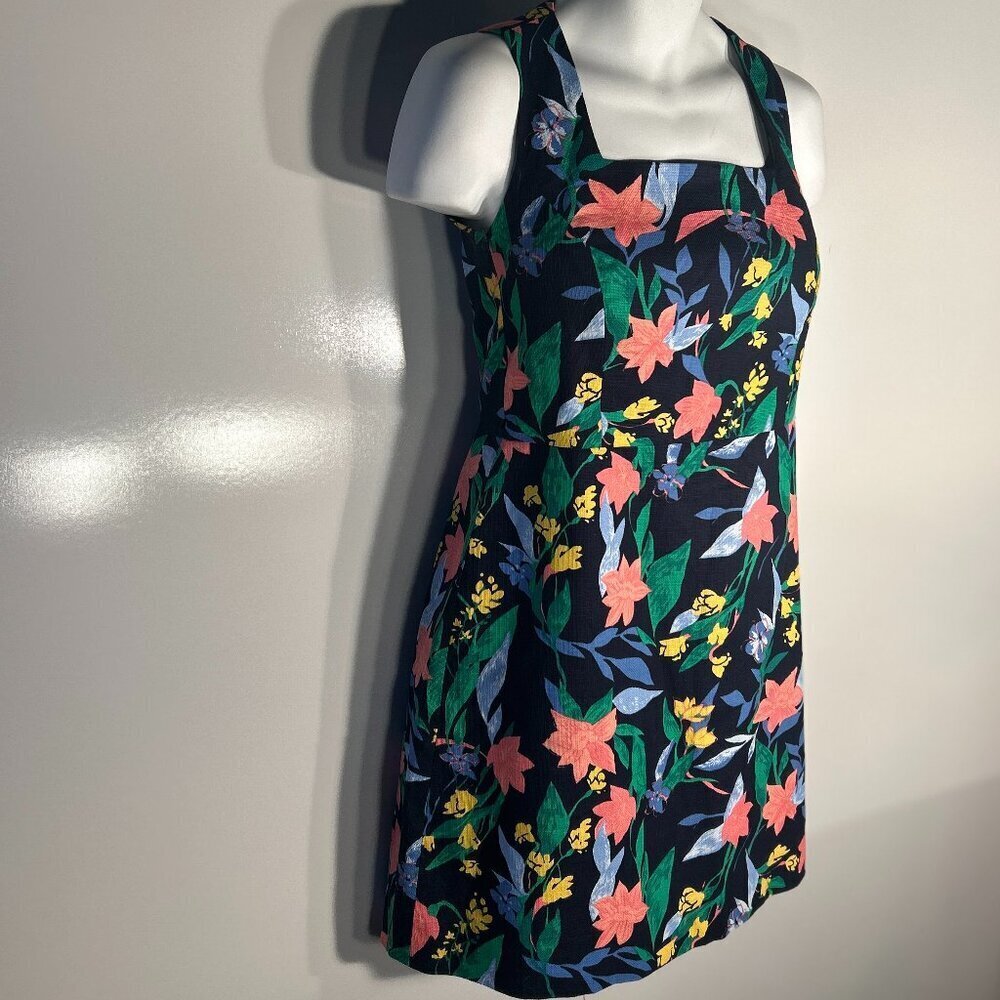 J. Crew SZ 10 Floral Basket Weave Square Neck Dress Career Dressy or Casual - Picture 5 of 10